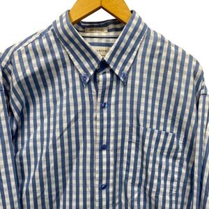 VTG Cutter & Buck Mens XL Gingham Button Down Long Sleeve Shirt Blue White
